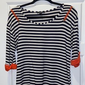 Dark Blue/White Striped Long-Sleeve